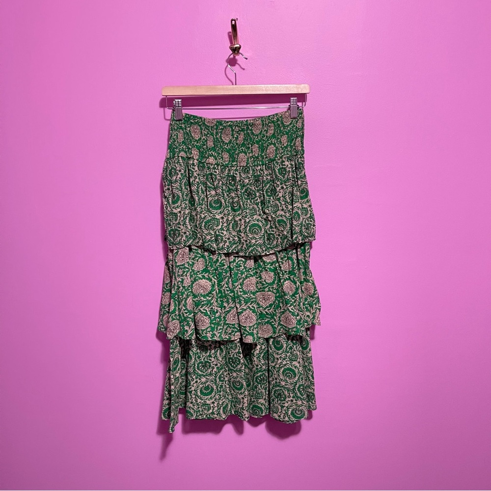 House of Harlow 1960 Tiered Floral Smocked Midi‎ Skirt Women’s Medium - Picture 6 of 10